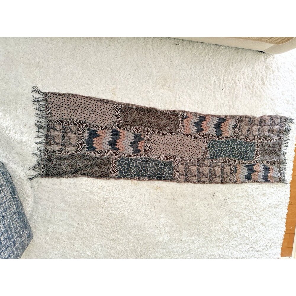 Reversible Boho Patchwork Animal Print Scarf 2m L… - image 2